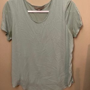 mint tee with sheer overlay